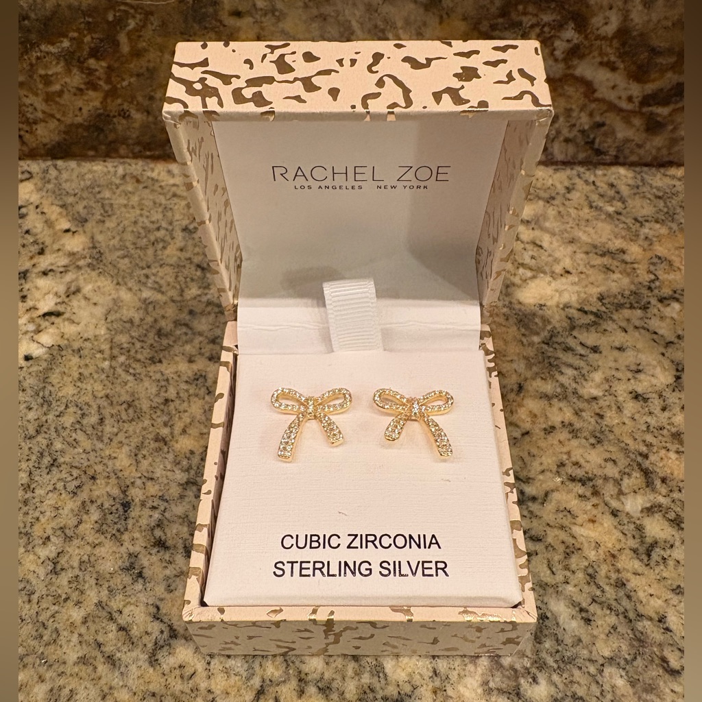 New Rachel Zoe Gold Bow Earrings